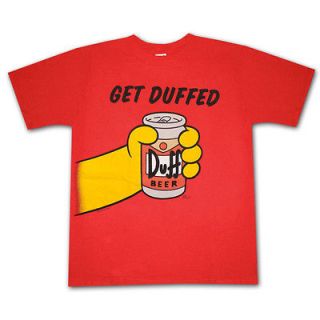 The Simpsons Get Duffed Duff Beer Red Graphic Tee Shirt