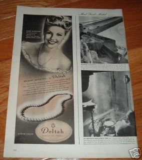 1946 Deltah Simulated Pearls Jewelry Ad Marie McDonald