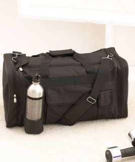 New 5 Pocket Black Travel Polyester Duffel Bag w/ Water Bottle Holder