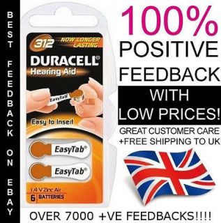 Duracell Hearing Aid Batteries x60 Size 312   LOW PRICE