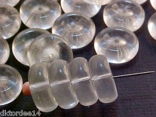 VTG 25 CLEAR GLASS HUGE RONDELLE BEADS ICY SPACER ORNAMENT JEWELRY