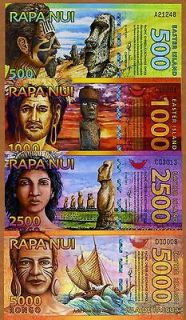 SET Easter Island, 500;1000;2500; 5000 Rongo, 2011 2012, Polymer, UNC