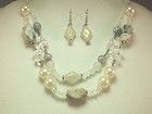 & Earrings Set   Shades of WHITE Silver   Eclectic Bead Mix Glitter