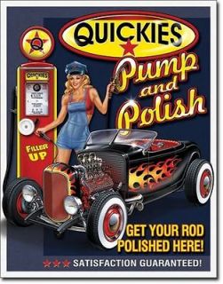Quickies Pump and Polish Retro Metal Tin Sign Ad Decor Poster 1746