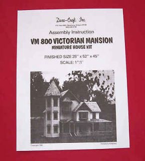 Dura Craft *VICTORIAN MANSION* VM 800 Dollhouse Instructions