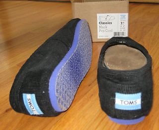 TOMS Black Pop Cord Womens Classic Shoes   Size W 7.5   FREE S&H