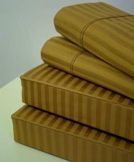 1000TC 1Pc Fitted Sheet 100%Egypt Cotton Bronze Stripe Choose Size