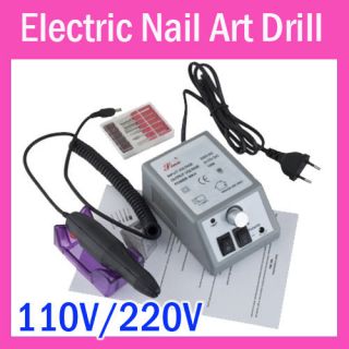Electric File Drill Nail Art Machine Salon Equipment+Bits Kits