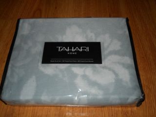 Tahari Home Queen Reversible Duvet Cover & Sham Set Green White NEW