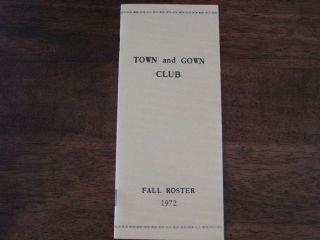 Town and Gown Club Fall Roster 1972 Austin Texas Political Academic