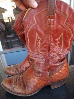 Mahan Full Quill Ostrich Leather Cowboy Boots 9 1/2E El Paso Texas USA