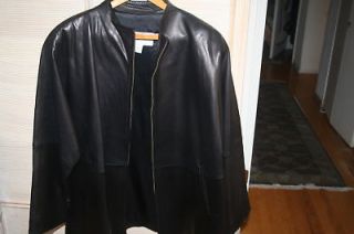 Ellen Tracy leather jacket,unisex ,NEW,L, Bandit collar,100% AUTHENTIC