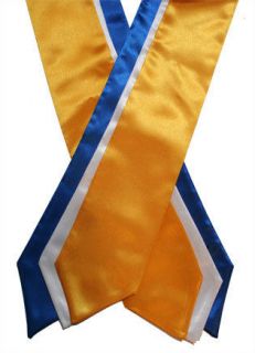 Stole Graduation Sash Honor Stole Gold White Royal Blue Cap and Gown