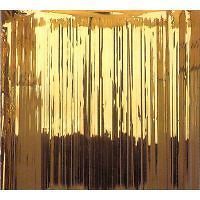 SHIMMERING METALLIC GOLD TINSEL GLITTER CURTAINS 9FT DROP 3FT WIDE