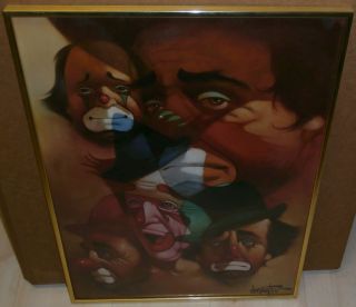 CLOWNS PICTURE / PHOTOGRAPH BY ARTIST CHUCK OBERSTEIN IN GOLD FRAME