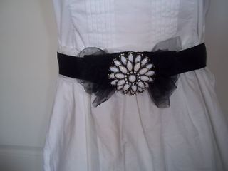 Wedding Dress, Sash, BLACK with white &gold embellishment ,Handcrafted