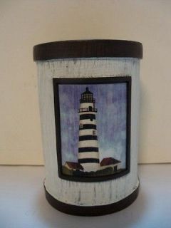 HARBOR COVE LIGHTHOUSE Tumbler Rustic Distressed Wood Look Brown White