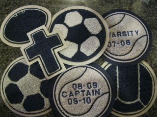 Gray Chenille and Navy Felt Patches for Letterman Jackets, Sweaters