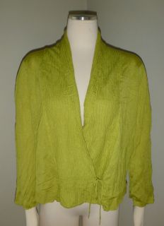 NWT BiBA CRISCA Green Oasis Lined 3/4 Sleeve Wrap Cardigan 6/97/024