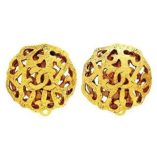 Authentic vintage Chanel earrings CC logo double C COCO #ea1048