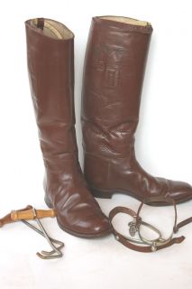 Military WWII Leather Equestrian Riding Boots & Spurs Original Box