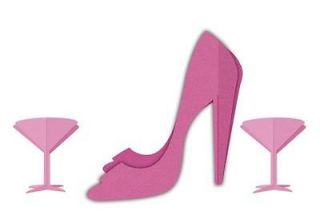 Pink Stiletto & Martini Glass 3D Centrepieces x 3