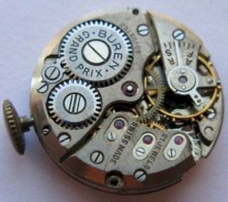 used Buren 356 21 jewels watch movement for parts