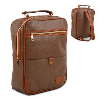 Womens mens Unisex faux leather Laptop Notebook bag School Backpack