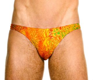 Bikini Brief Swimsuit ~ Vibant Gold/Orange Print   Choice of 4 Sizes
