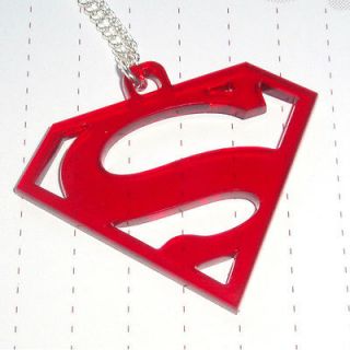 80s Retro Super Hero Superman Supergirl Logo Charm Necklace Kitsch