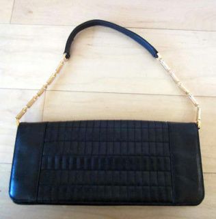 LEATHER QUILTED FLAP BAG W/ REMOVABLE LEATHER & GOLD STRAP   FAB