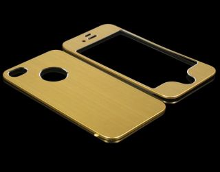 Ultra thin metal Front Back Case Cover for iPhone 4 4G 4S Gold Yellow