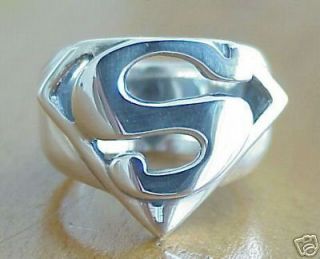 New Sterling Silver Heavy Superman Ring Size 7