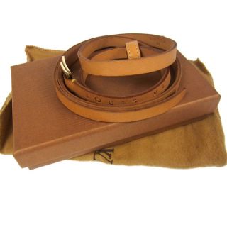 Authentic LOUIS VUITTON Pochette Shoulder Strap Brown Leather With Box