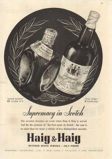 1937 Haig Five Star~Pinch Scotch Whiskey Bottle Ad