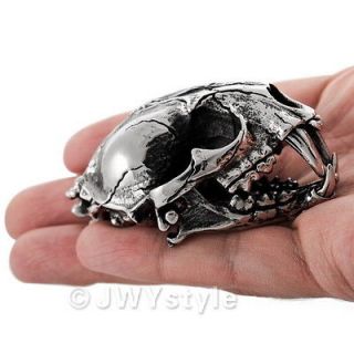Silver Big Skull Alien Stainless Steel Men Pendant Necklace JWYVU0160