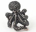 Animal Octopus Imitation Design Rhinestone Silver/Bronze Plated