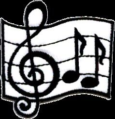 MUSIC NOTES treble clef /eighth notes EMBROIDERED PATCH