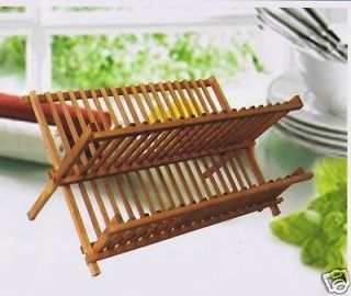 WOODEN DISH DRAINER / PLATE DRYER ~ Folding Wooden Dish Rack ~ NEW