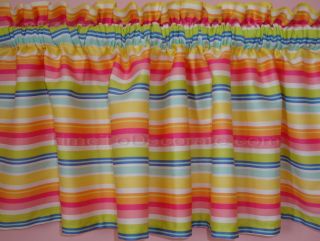 NEW valance CARNIVAL STRIPES lime YELLOW orange PINK your CHOICE width