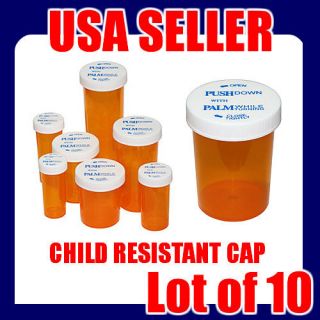 Lot of 10 New Clean Empty RX Pill Bottles Crafts Coins Storage