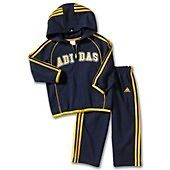 ADIDAS NWT Track Suit Jacket Hoodie Pant Top Navy Yellow Cotton 12 12m