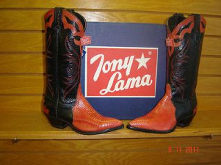 ladies new Tony Lama red genuine lizard skin western boot size 5.5