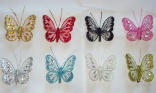 8CM CLIP ON BUTTERFLY   WEDDING/CRAFT/CHRISTMAS DECORATION   9 COLOURS