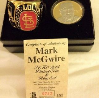 MARK McGWIRE HIGHLAND MINT GOLD COIN & RING SET