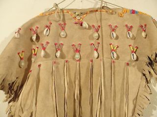 Vintage Nez Perce Tribe Buckskin Dress Beaded Leather Deerskin