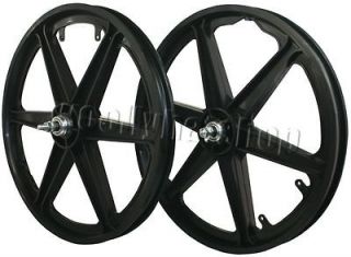 20 BMX Pair Mag Nylon Freestyle Wheels BLACK with Freewheel, Tyres