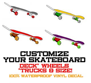 Vinyl Decal Sticker! Trucks, Wheels & Deck   100% Waterproof