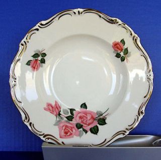 Jacob DRESDEN Pink Roses Rim SOUP Plate Porcelain Fine China Big
