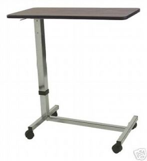 Non Tilt Overbed Table w/ Wheels Hospital Computer Adjustable Silver